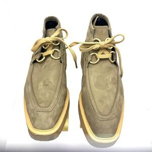 Stella McCartney Olive Green Vegan Suede Platform Crepe Sole Chukka Boots